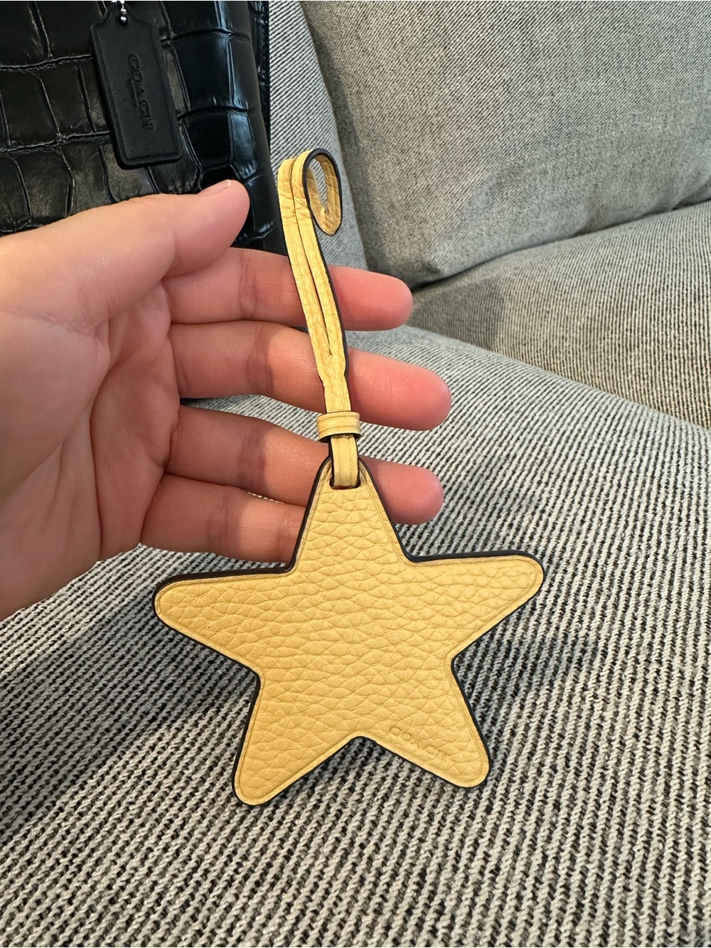 Authentic Coach Yellow Star Leather Bag Charm Key Chain